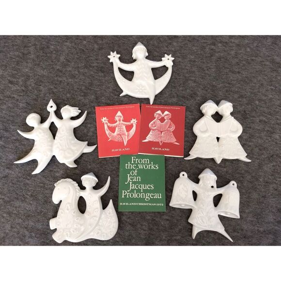 Haviland Limoges Other - Haviland Limoges Christmas Ornaments Porcelain Prolongeau France 1971-1975 Lot/5